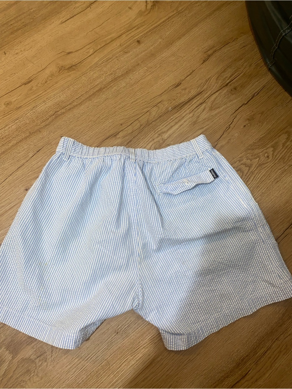 chubbies Light Blue & White Seersucker Swim Trunks